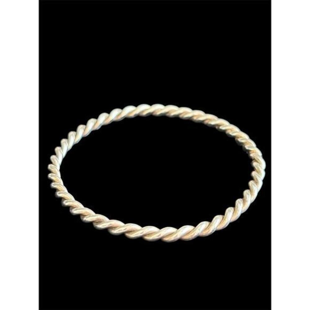 Vtg MCM Solid Sterling Silver Rope Twist Bangle Bracelet 925 12.45g 6 3/4”